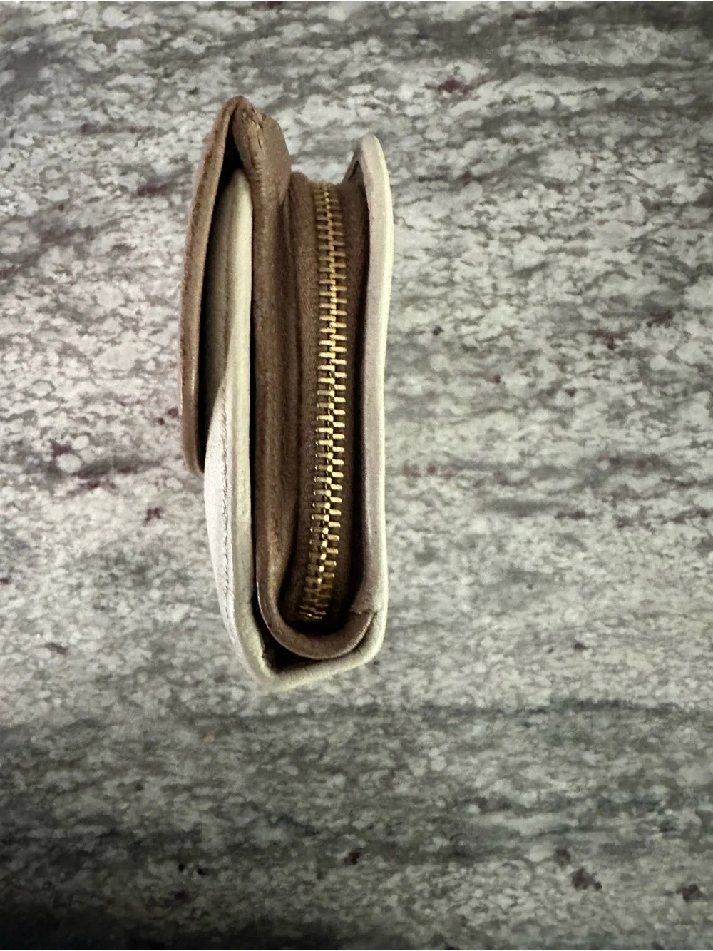 Miu Miu Two-Tone Beige and Cream Leather Flap Wallet